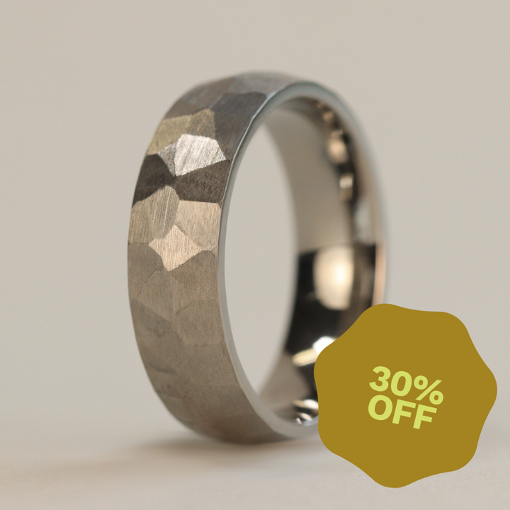 Titanium Hammered Effect Wedding Ring - The Rivelin Valley