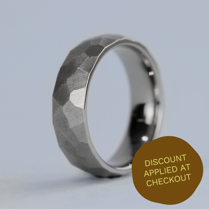 Stainless Steel Hammered Effect Wedding Ring - The Rivelin Valley