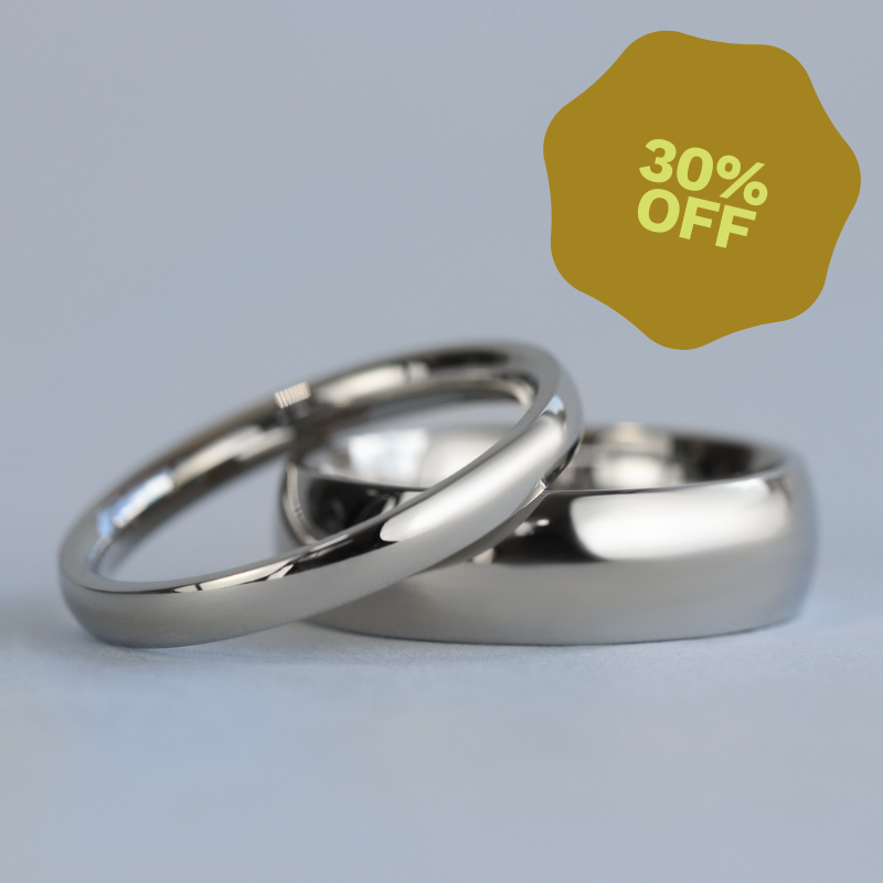Matching Stainless Steel Polished Wedding Ring Set - Ruskin Green & Bingham Wedding Ring Sets