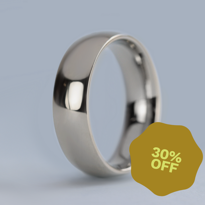 Stainless Steel Polished Wedding Ring - The Ruskin Green