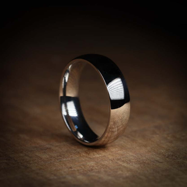 Polished Court Shaped Precious Metal Wedding Band - The Ruskin Green Ring - Made-to-Order