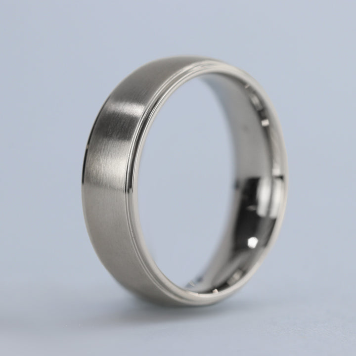 Brushed Centre Stepped Edges Stainless Steel Ring - The Devonshire Green Ring Stainless Steel Rings