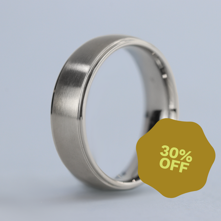 Stainless Steel Brushed Centre Wedding Ring - The Devonshire Green