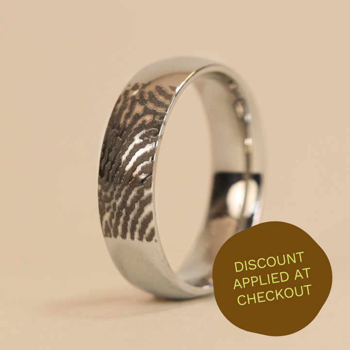 Titanium Personalised Fingerprint Wedding Ring - The Ruskin 2.0