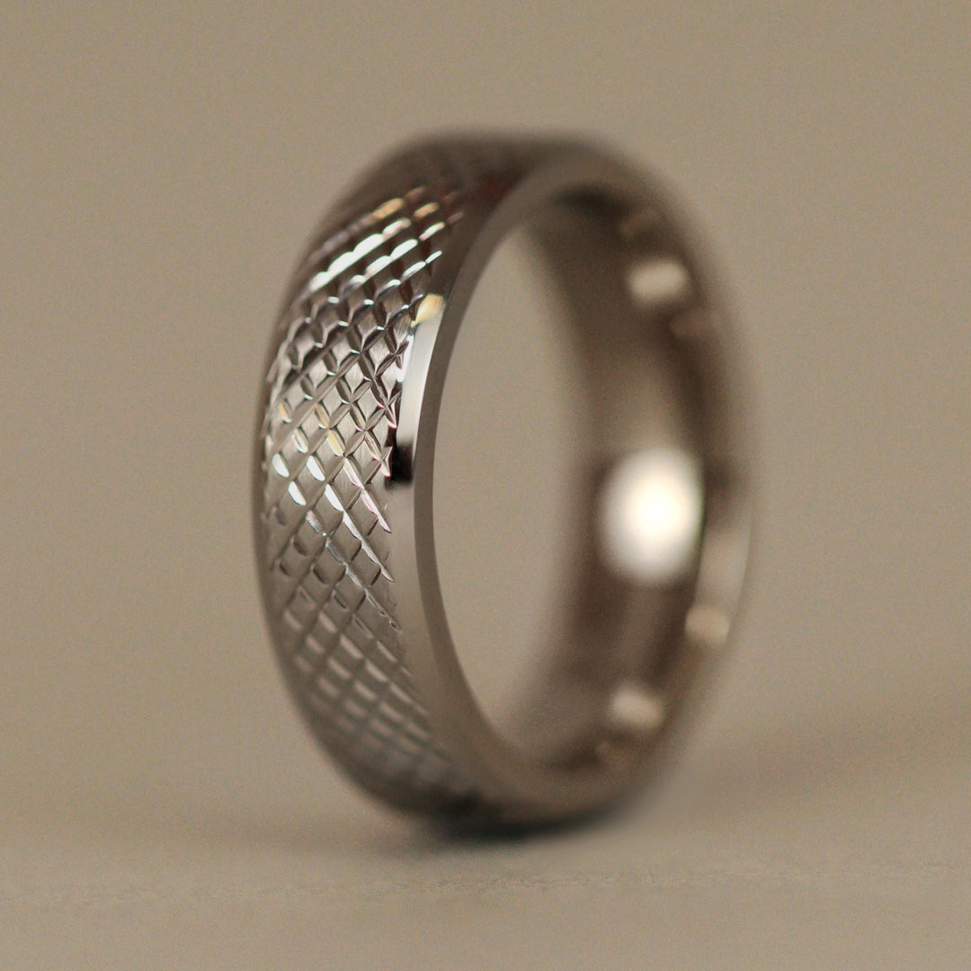 Knurled Effect Bevelled Edge Titanium Wedding Ring - The Park Hill Titanium Rings