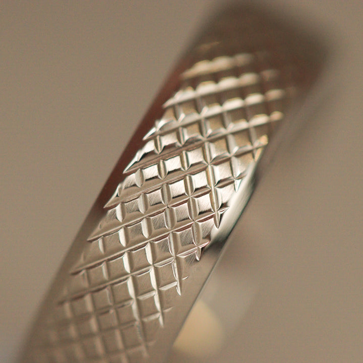Knurled Effect Bevelled Edge Titanium Wedding Ring - The Park Hill Titanium Rings