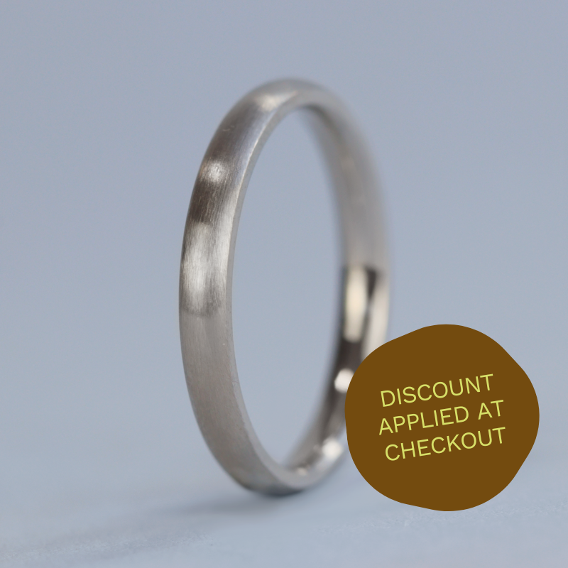 Stainless Steel Slim Brushed Wedding Ring - The Winter Gardens Stainless Steel Rings