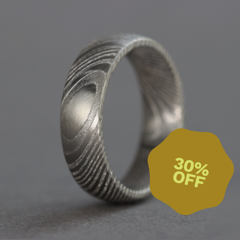 Damascus Stainless Steel Wedding Ring - The Wyming Brook Stainless Steel Rings