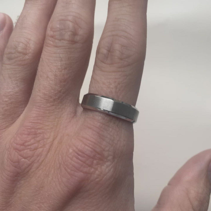 Bevelled Edge Stainless Steel Wedding Ring - The Crookes Valley Ring