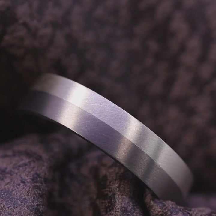 Silver Edge Design Titanium Wedding Ring - The Kelham - Made-to-Order
