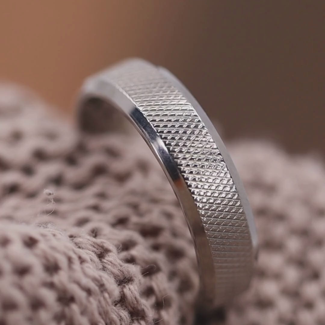 Knurled Effect Bevelled Edge Titanium Wedding Ring - The Wharncliffe