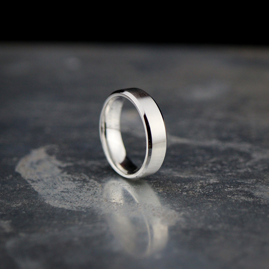 Bevelled Edge Cobalt Wedding Ring - The Crookes Valley Ring