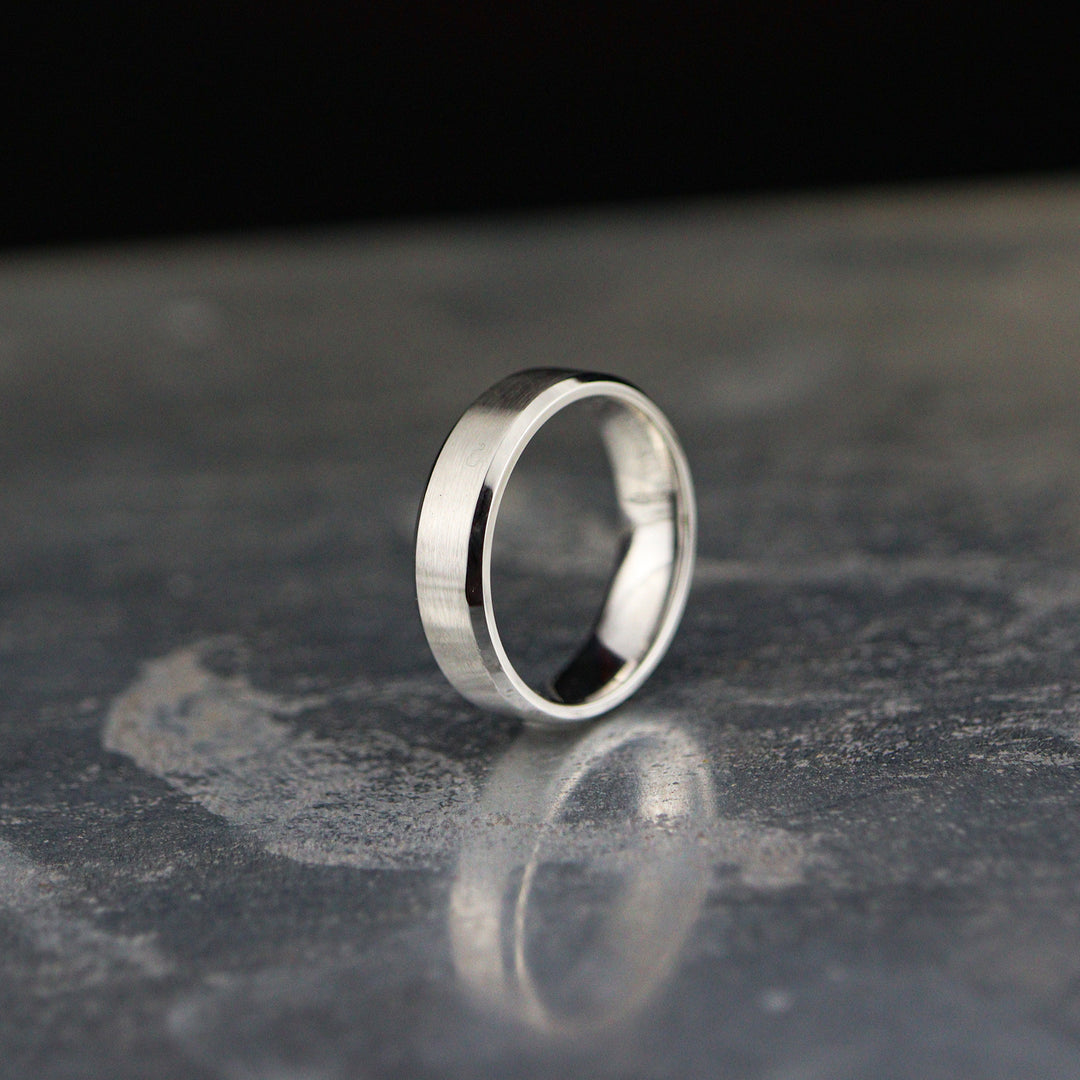 Bevelled Edge Cobalt Wedding Ring - The Crookes Valley Ring