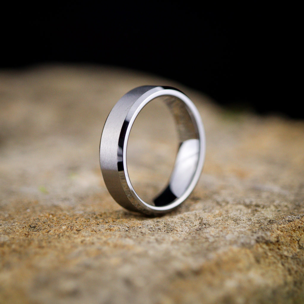 Bevelled Edge Tungsten Wedding Ring - The Crookes Valley Ring