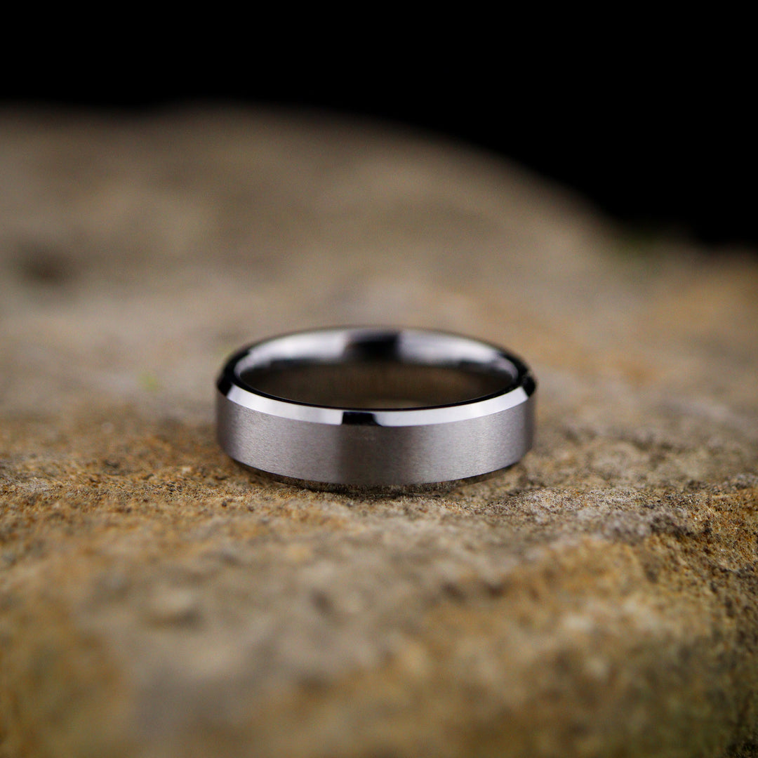 Bevelled Edge Tungsten Wedding Ring - The Crookes Valley Ring