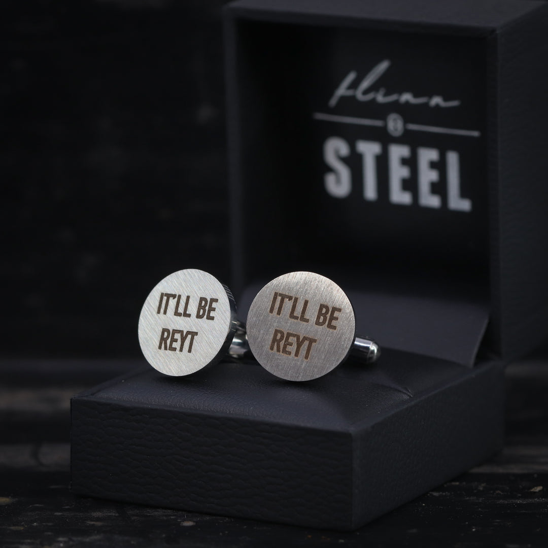 Stainless Steel Yorkshire Cufflinks 'It'll Be Reyt'