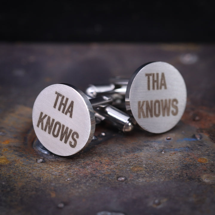 Stainless Steel Yorkshire Cufflinks 'Tha Knows'
