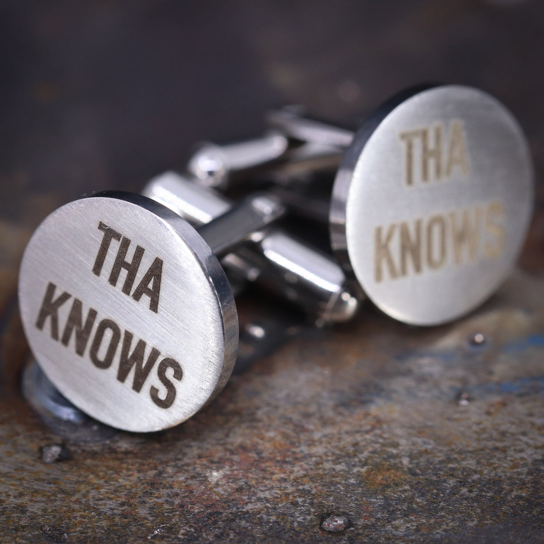 Stainless Steel Yorkshire Cufflinks 'Tha Knows'