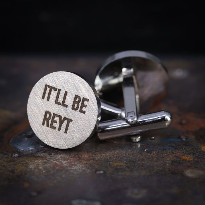 Stainless Steel Yorkshire Cufflinks 'It'll Be Reyt'