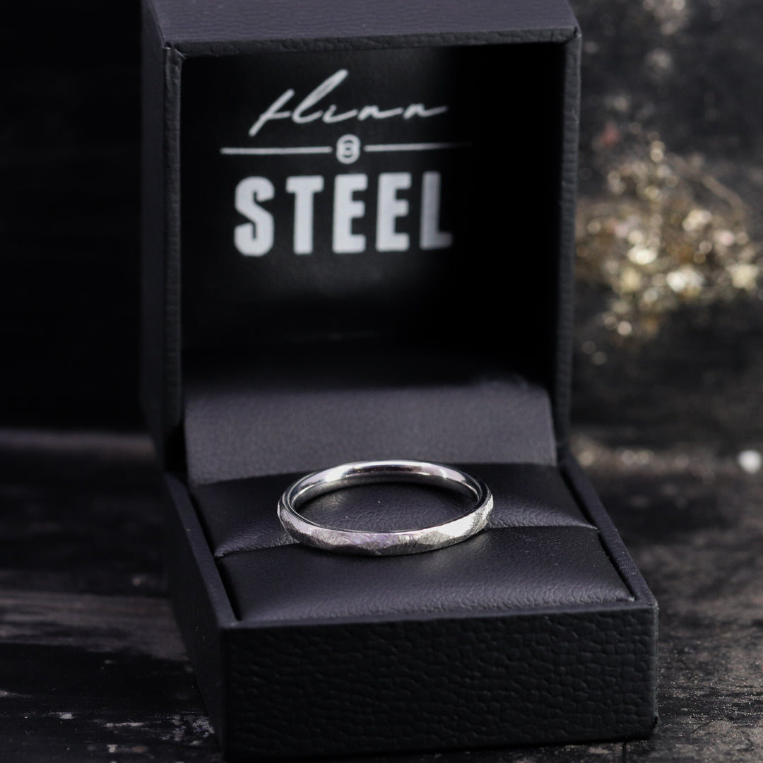 Slim Textured Effect Stainless Steel Wedding Ring - The Ecclesall