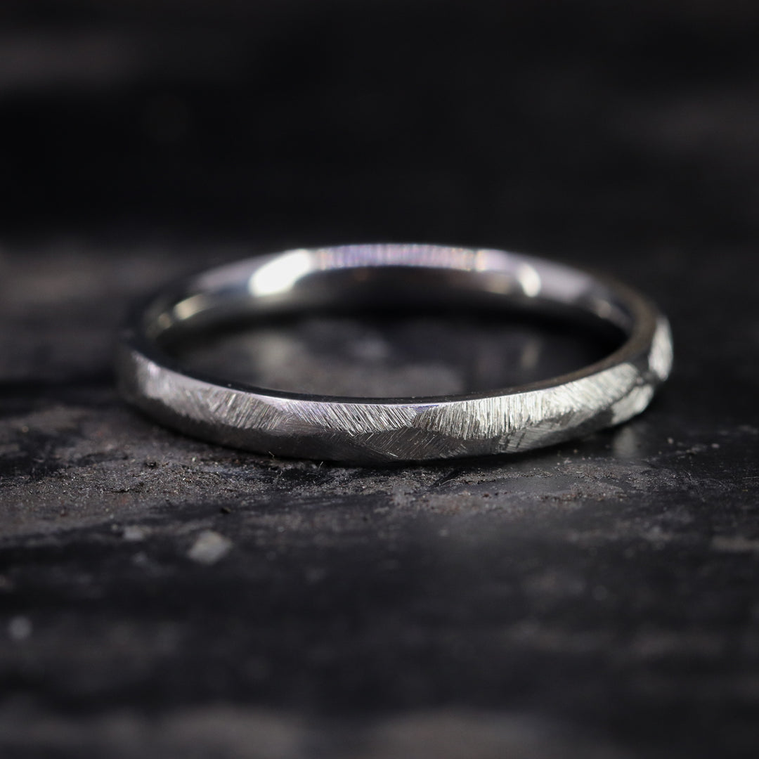 Slim Textured Effect Stainless Steel Wedding Ring - The Ecclesall