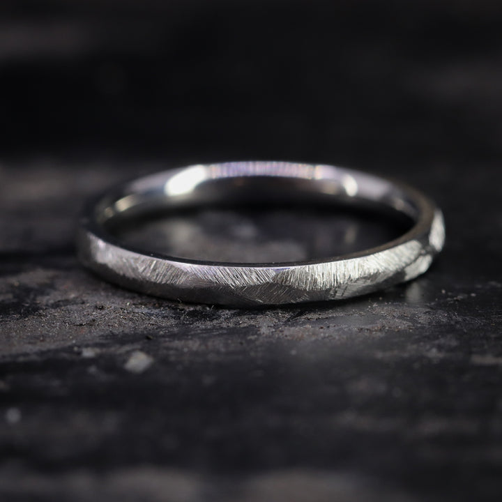 Slim Textured Effect Stainless Steel Wedding Ring - The Ecclesall