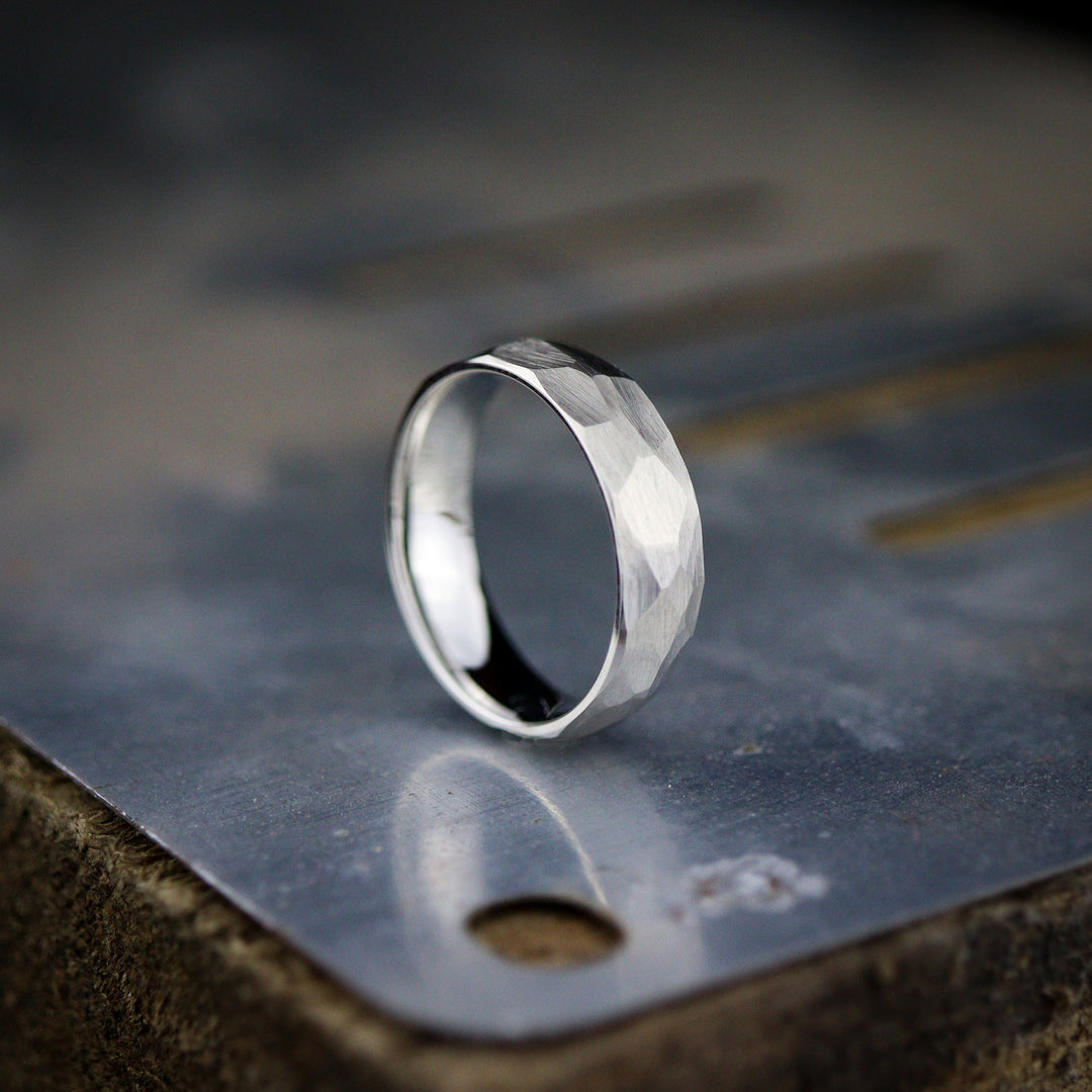 Hammered Effect Cobalt Wedding Ring - The Rivelin Valley