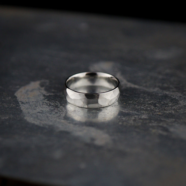 Hammered Effect Cobalt Wedding Ring - The Rivelin Valley