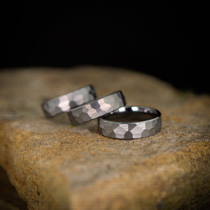 Hammered Effect Tungsten Wedding Ring - The Rivelin Valley