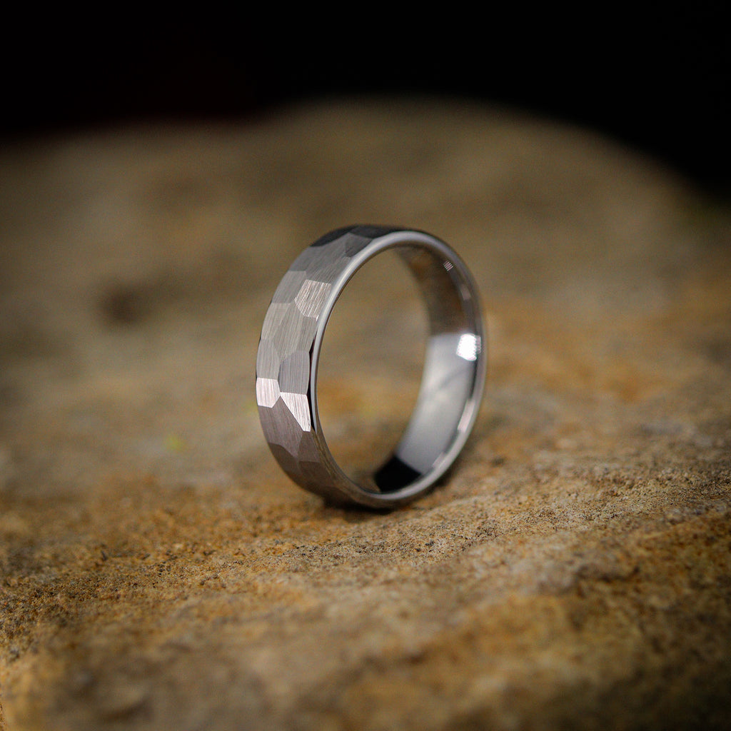 Hammered Effect Tungsten Wedding Ring - The Rivelin Valley