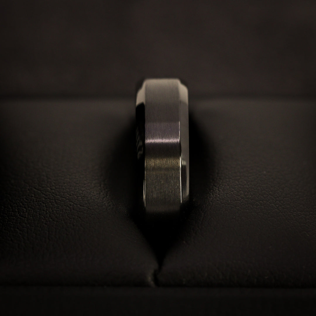 Bevelled Edge Black Zirconium Wedding Ring - The Crookes Valley Ring