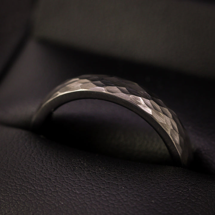 Hammered Effect 4.0mm Super Titanium Wedding Ring - Titanium & Tungsten Alloy - The Rivelin Valley