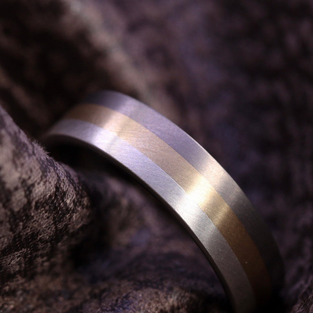Three Colour Gold, Silver & Titanium Wedding Ring - The Hope Valley - Made-to-Order