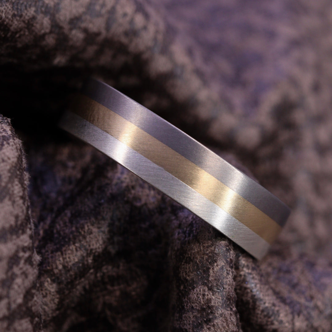 Three Colour Gold, Silver & Titanium Wedding Ring - The Hope Valley - Made-to-Order