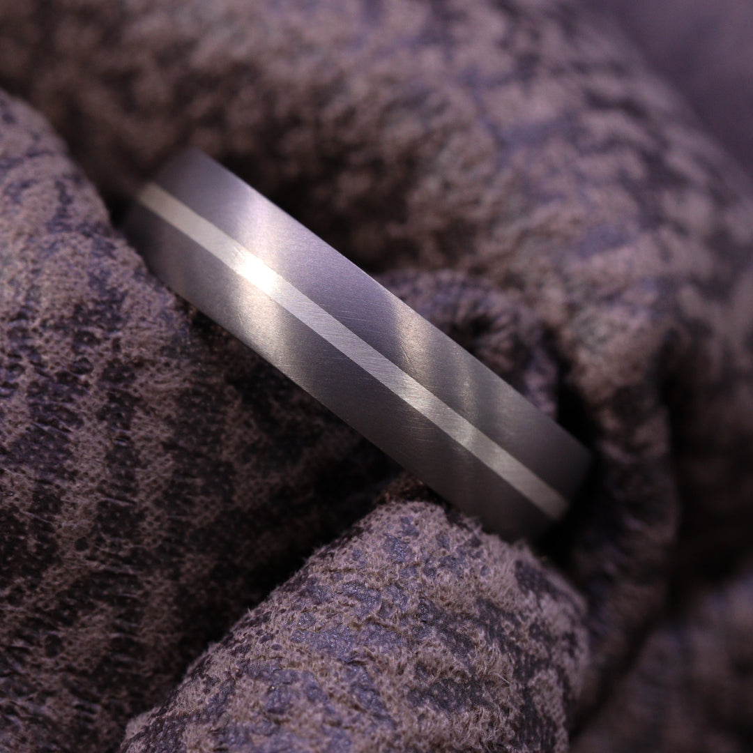 Silver Inlay Titanium Wedding Ring - The Derwent - Made-to-Order Titanium Rings