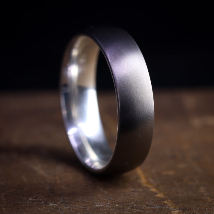 Silver Inside Wrap Titanium Wedding Ring - The Ladybower - Made-to-Order