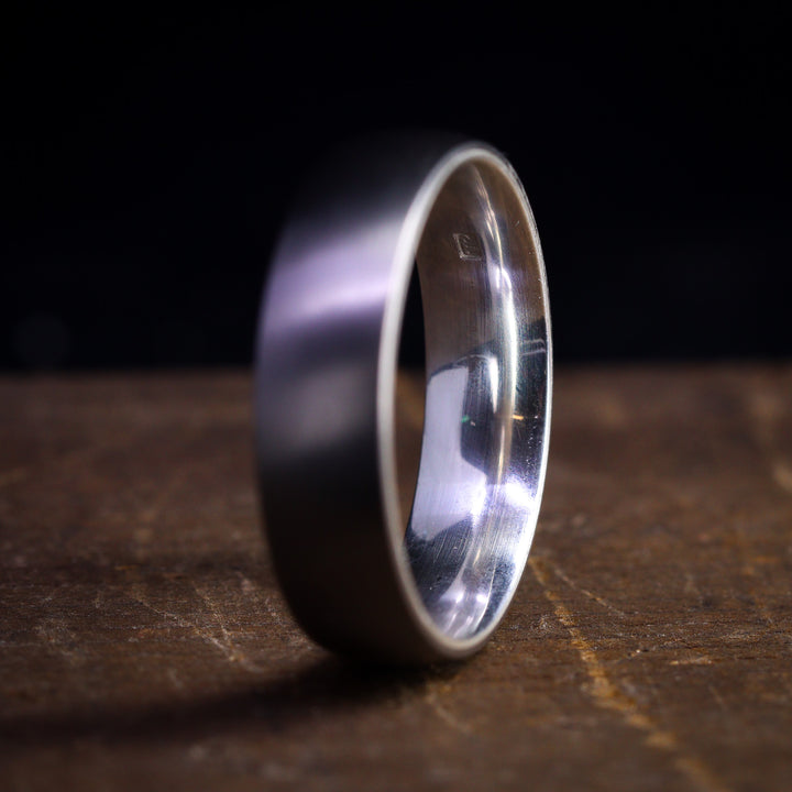 Silver Inside Wrap Titanium Wedding Ring - The Ladybower - Made-to-Order