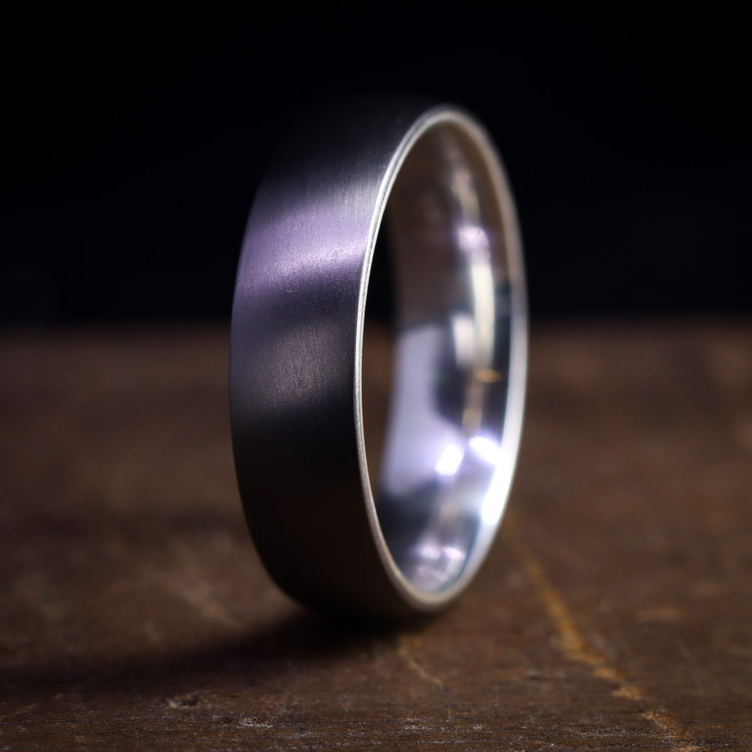Silver Inside Wrap Titanium Wedding Ring - The Ladybower - Made-to-Order