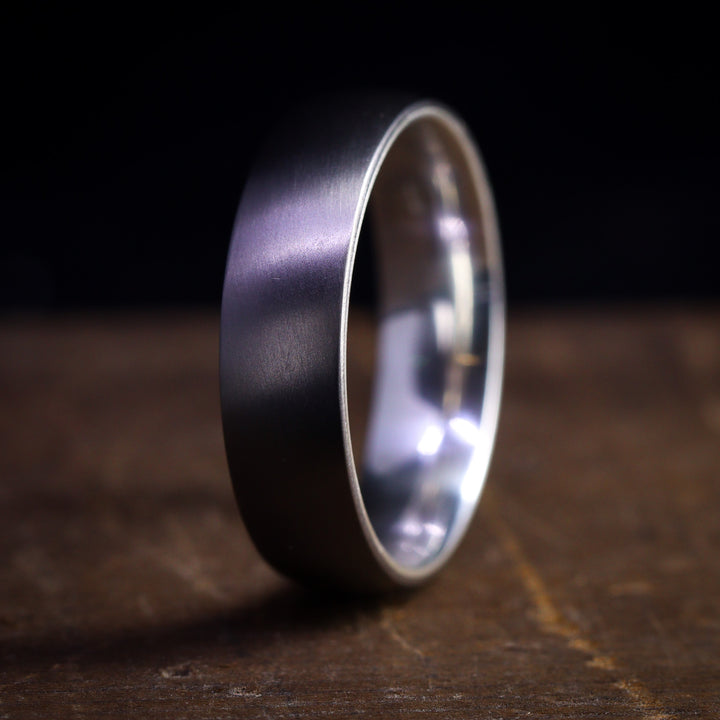 Silver Inside Wrap Titanium Wedding Ring - The Ladybower - Made-to-Order