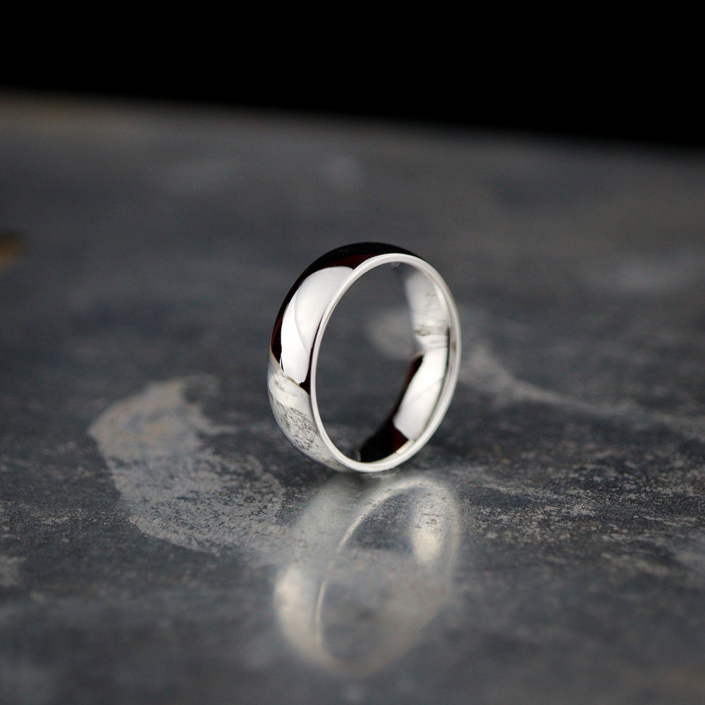 *SALE* Polished Court Shaped Cobalt Wedding Band - The Ruskin Green Ring Cobalt Rings