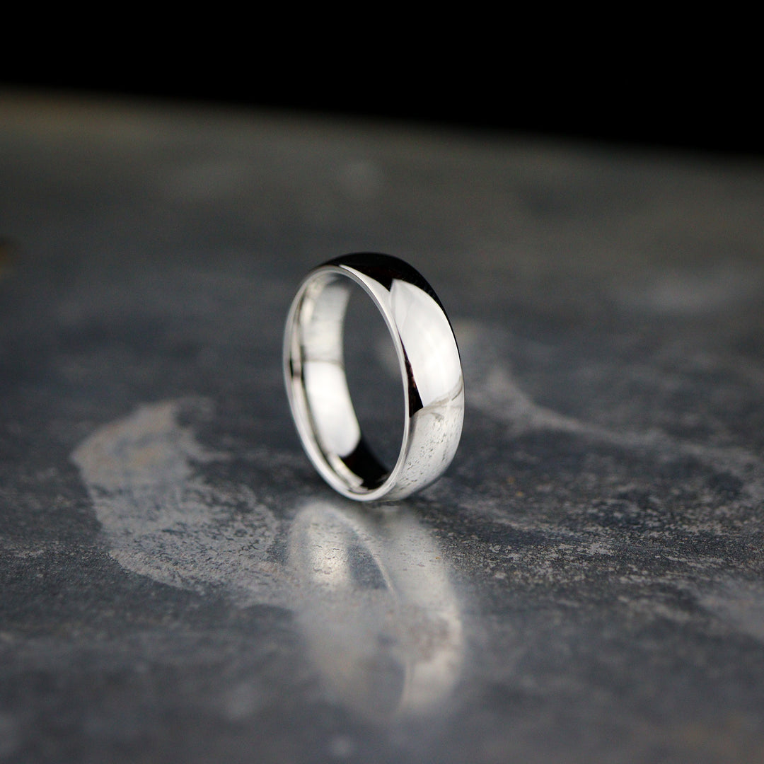 *SALE* Polished Court Shaped Cobalt Wedding Band - The Ruskin Green Ring Cobalt Rings