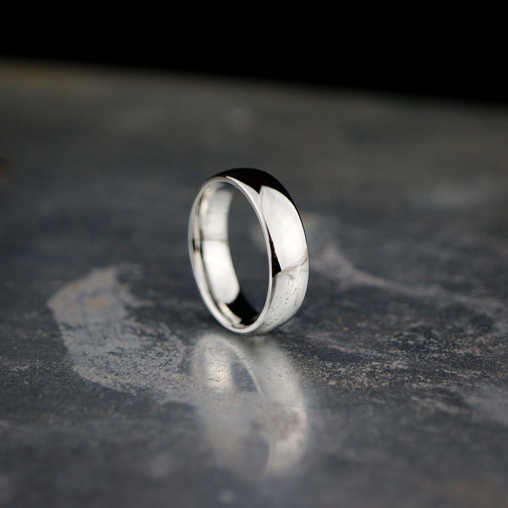*SALE* Polished Court Shaped Cobalt Wedding Band - The Ruskin Green Ring Cobalt Rings