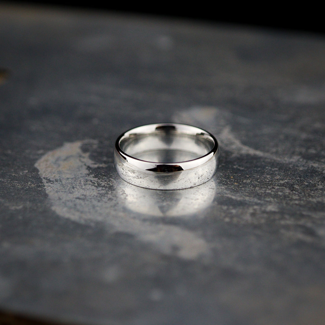 *SALE* Polished Court Shaped Cobalt Wedding Band - The Ruskin Green Ring Cobalt Rings