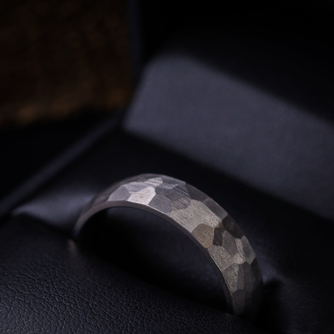 Hammered Effect Titanium Wedding Ring - The Rivelin Valley