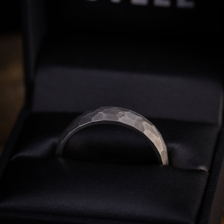 Hammered Effect Titanium Wedding Ring - The Rivelin Valley