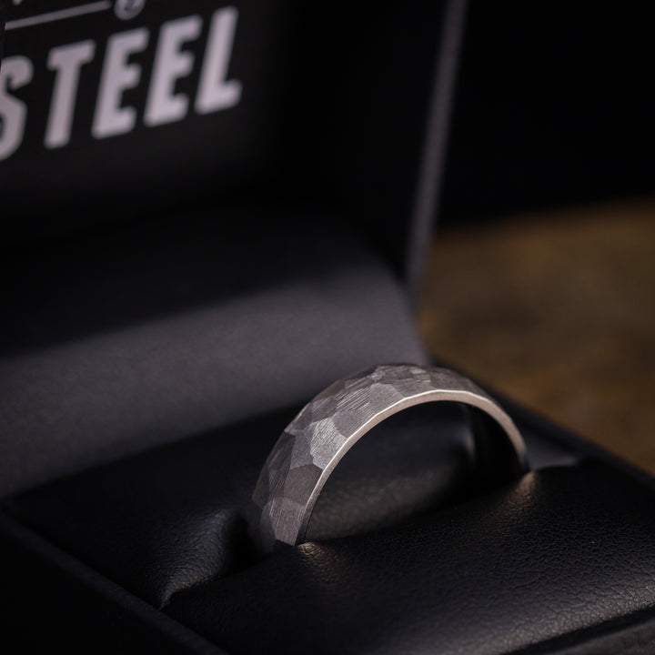 Hammered Effect Titanium Wedding Ring - The Rivelin Valley