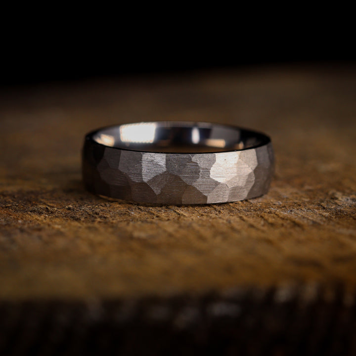 Hammered Effect Titanium Wedding Ring - The Rivelin Valley