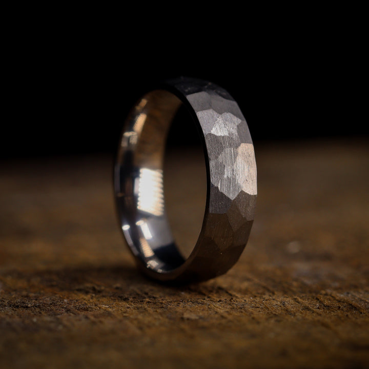 Hammered Effect Titanium Wedding Ring - The Rivelin Valley