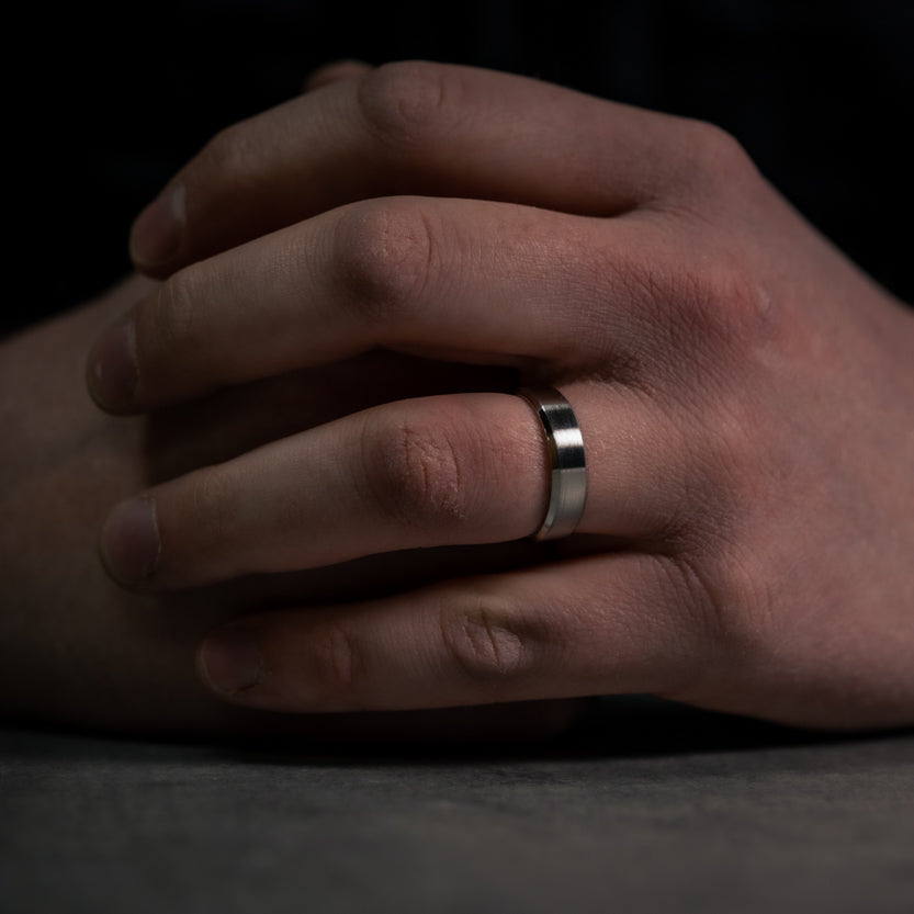 Bevelled Edge Titanium Wedding Ring - The Crookes Valley Ring