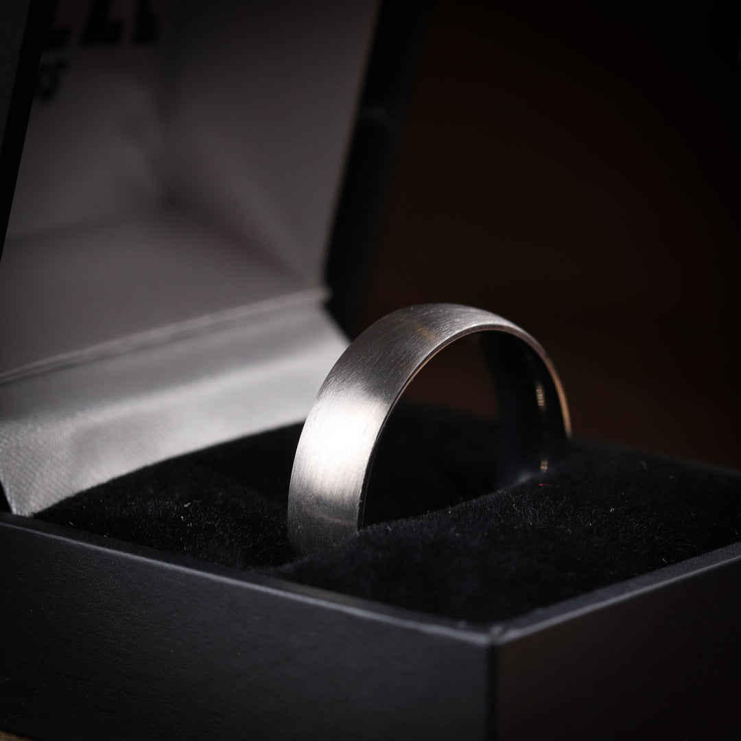 Matt/Satin Finish Court Shaped Titanium Wedding Band - The Millhouses Ring Titanium Rings